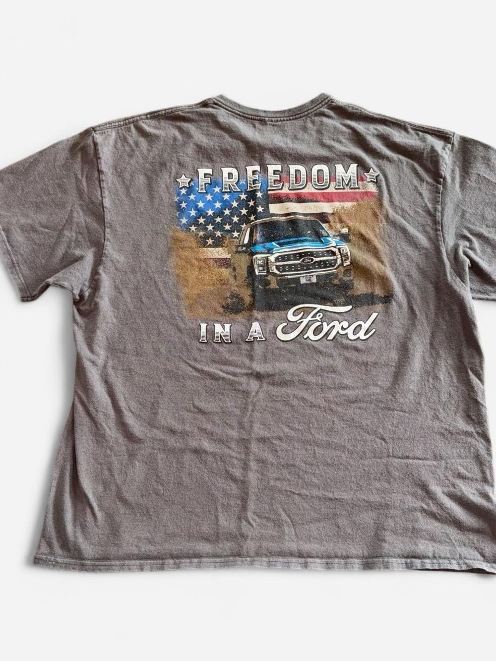 Ford Gray 'Freedom in a Ford' Graphic Tee with Flag and Truck